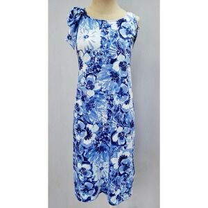 Lilly Pulitzer Dress Medium Blue White Luella Swing‎ Catch and Keep Sleeveless